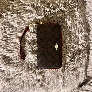 Coach Dark Brown Signature Wristlet